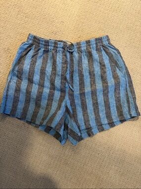 Banana Republic Women’s Blue Striped Linen Drawstring Shorts
